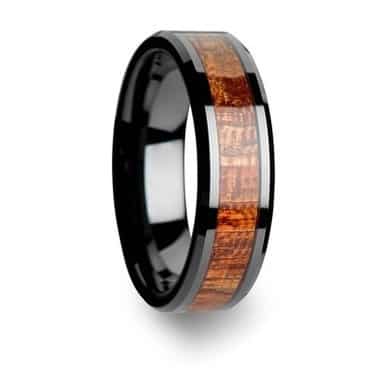 8 mm Black Tungsten with Bloodwood Inlay Model #1030