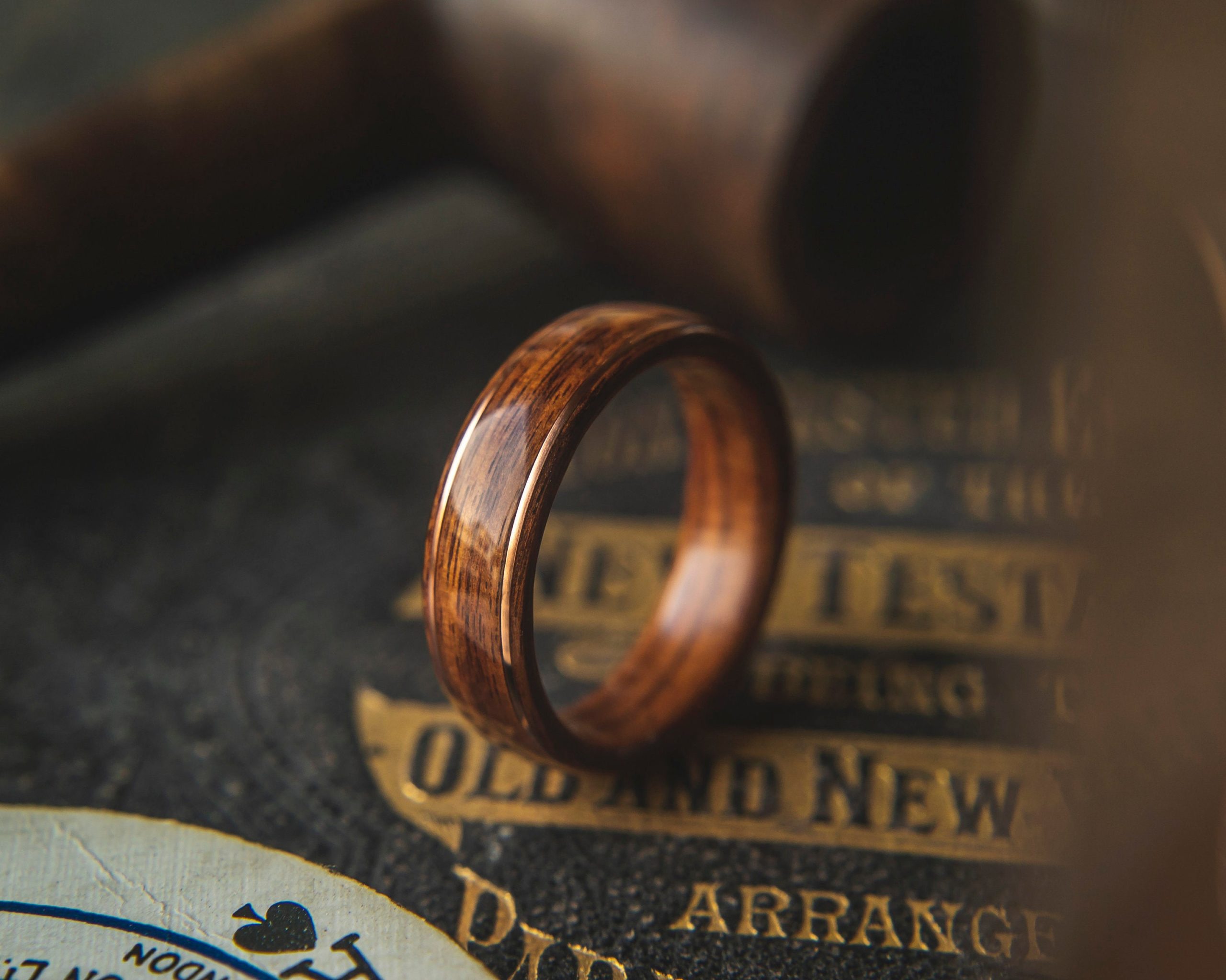 peddelen Gezag Goedaardig 8 mm Bentwood Ring with Santos Rosewood & Dual Copper Inlays Model #9300.2  - Simply Wood Rings