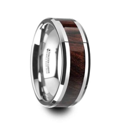 Double Grooved Satin Titanium and Bubinga Wood Ring 5mm / 5-14 whole-half-quarter-available-enter in Notes During Checkout
