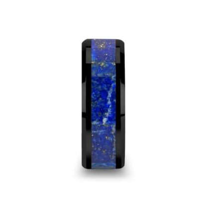 8 mm Blue Lapis Inlay Beveled Edges in Black Ceramic Model #4045 - Image 2