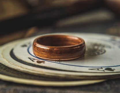 8 mm Bentwood Ring with Santos Rosewood & Dual Copper Inlays Model #9300.2 - Image 2