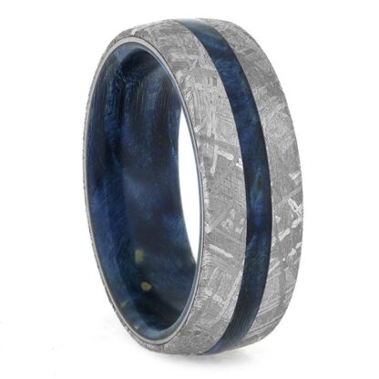 8 mm Blue Box Elder & Meteorite Inlay in Titanium Model #3280