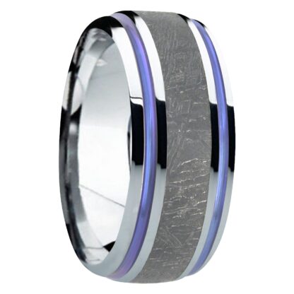 8 mm Black Meteorite Inlay & Dual Blue Inlays in Titanium Model #8015