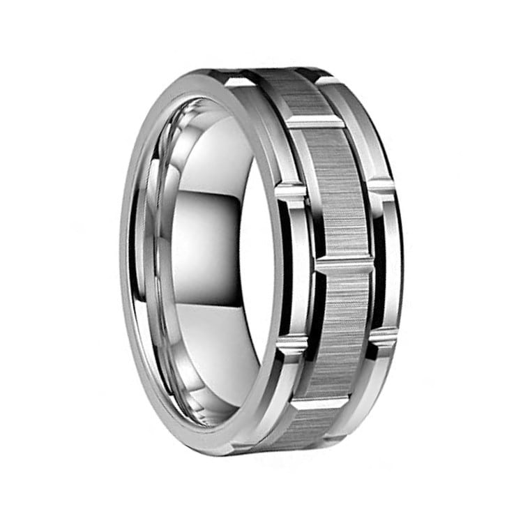 8 mm Silver Tungsten Matrix Ring Model #971 - Simply Wood Rings